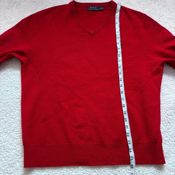 Ralph Lauren 100% Wool Men's V-Neck Sweater in Bold Red - Picture 7 of 7
